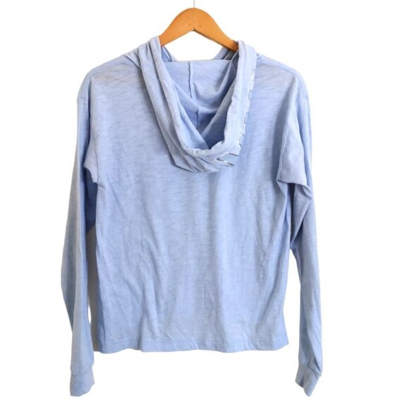 PINK Sky Blue Silver Logo On Hood Pull Over Top Size XS - Picture 3 of 4